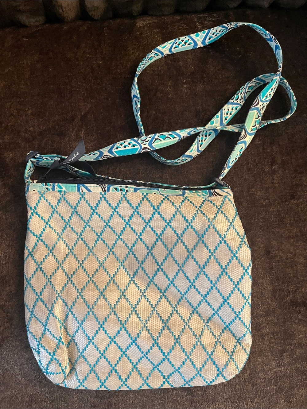 Vera Bradley Teal and Blue Fish Motif Crossbody Bag - Picture 2 of 5